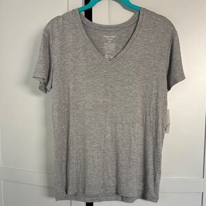 Nine West Light Gray V-Neck Tee